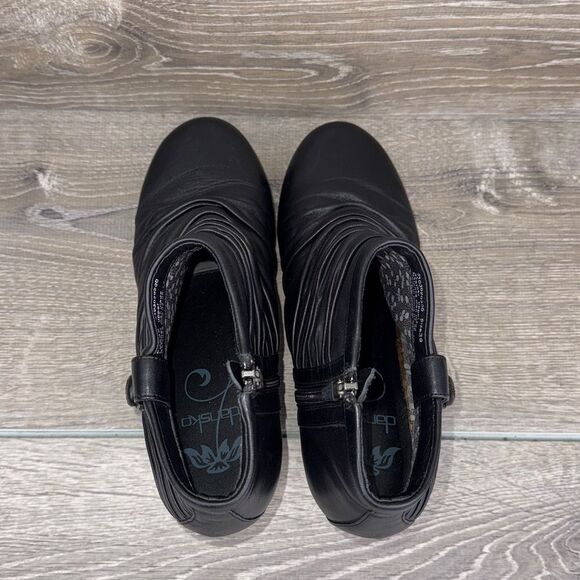 Dansko Buffy Women’s ask 8.5-9/EU 39 Black Leather Slouch Zip Ankle Boots - Picture 5 of 12